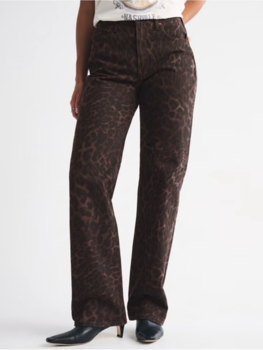 Abercrombie & Fitch Leopard Print Jeans - Brown